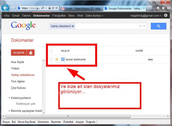 google docs içindeki dosyaların tanımı.
